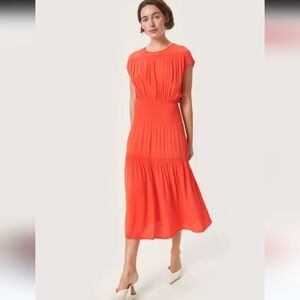NWT Soaked in Luxury Layna Dress Elegant  Red Midi Smocked Waist Size XS